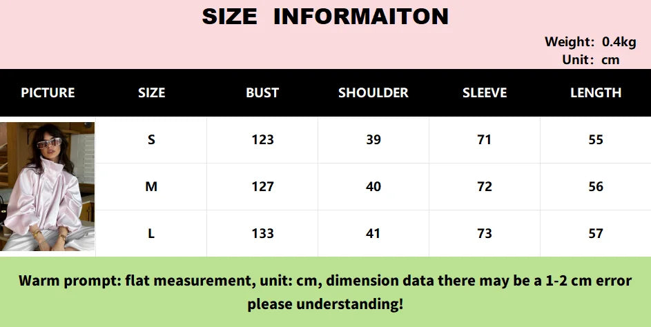 Women's Elegant Satin Zipper Jackets Fashion Stand Collar Long Puff Sleeve Loose Fit Coats Casual Autumn Winter Outerwear
