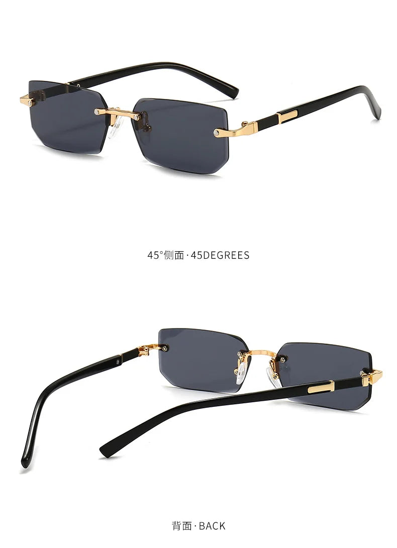 Rimless Rectangle Fashion Sunglasses نظارات شمسية مستطيلة بدون إطار
