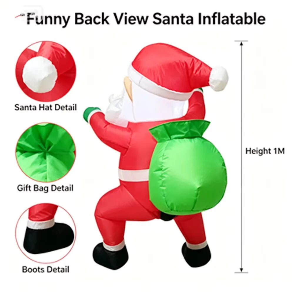 3.3FT Inflatable Climbing Santa Claus with Gift Sack, Christmas Blow Up Decor for Window Outdoor Yard Holiday Party