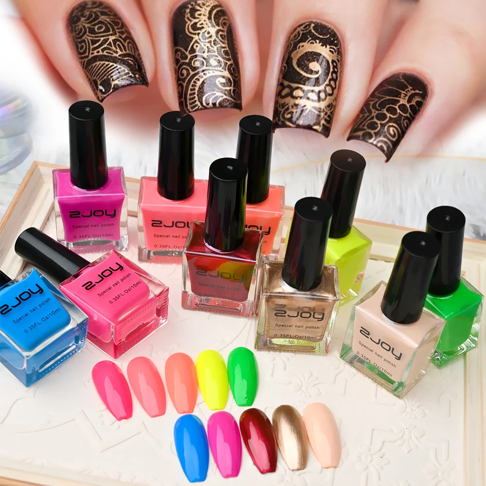 10ml Nail Printing Stamping Polish Painting Oil Black White Colorful Polish Nail Art Stamping Polish Varnish Lacquer Nail Gel