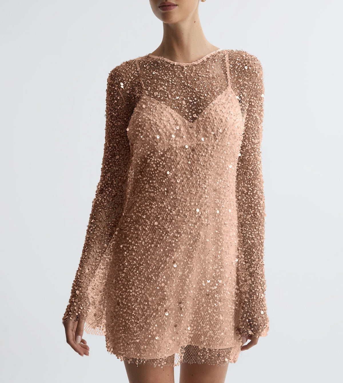 BKLD Christmas Women Sexy Sling Dress And Beading Long Sleeve Cover-Ups 2 Pieces Mini Dress Nightclub Party Wedding Outfits
