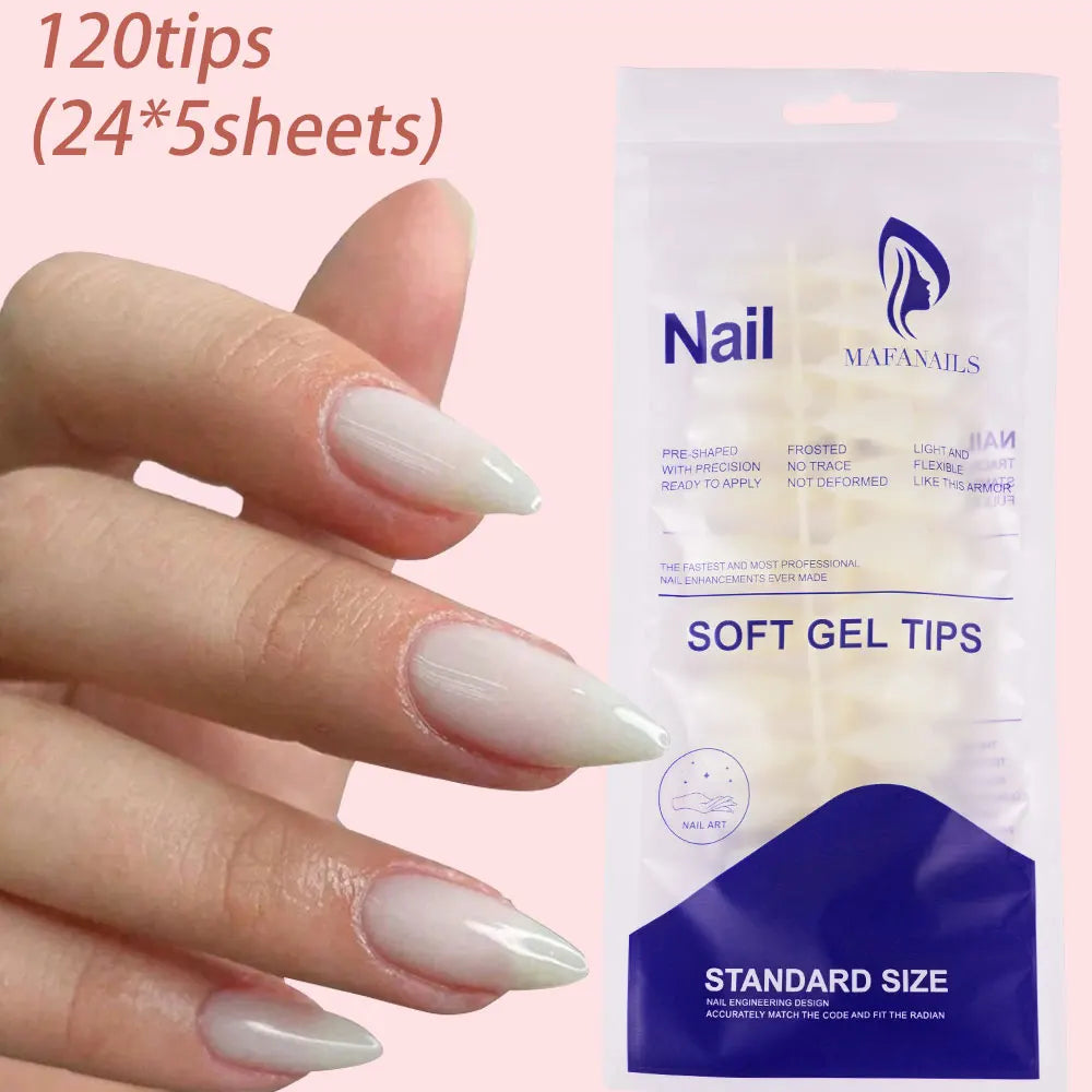 150/120/100Pcs French Almond Press On Nails أظافر لاصقة فرنسية لوزية – 100 / 120 / 150 قطعة