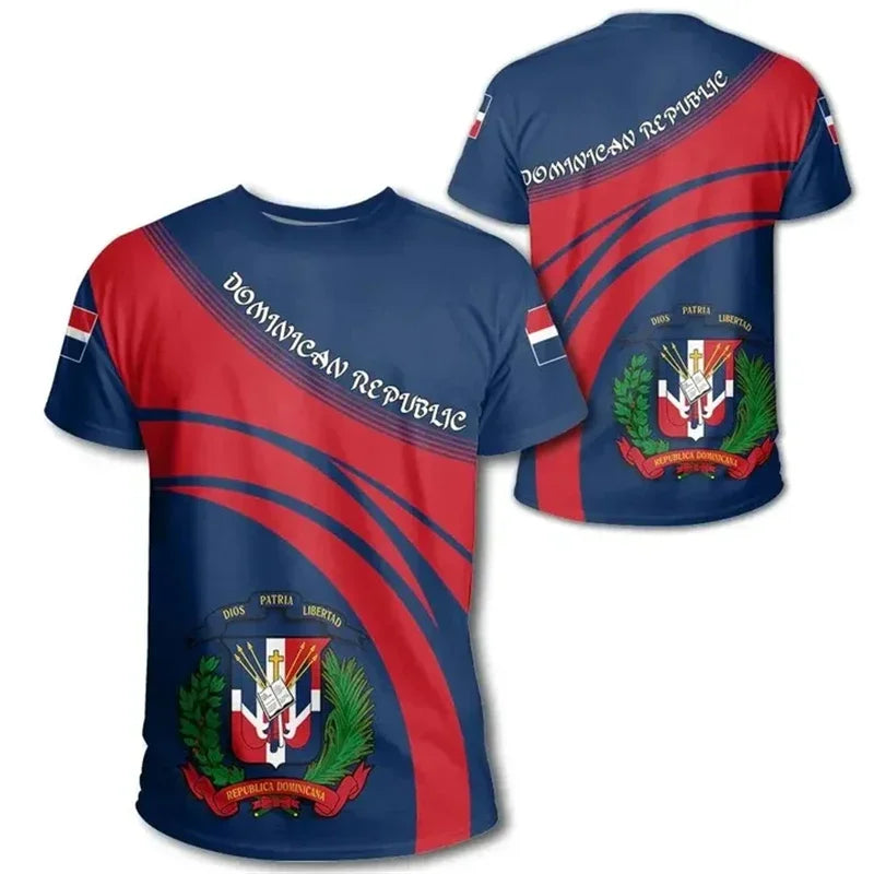 DOMINICAN REPUBLIC Flag 3D Print Sports Quick-dry Breathable Men T-shirt Outdoor Football Jersey Team Short-sleeve Top Clothing