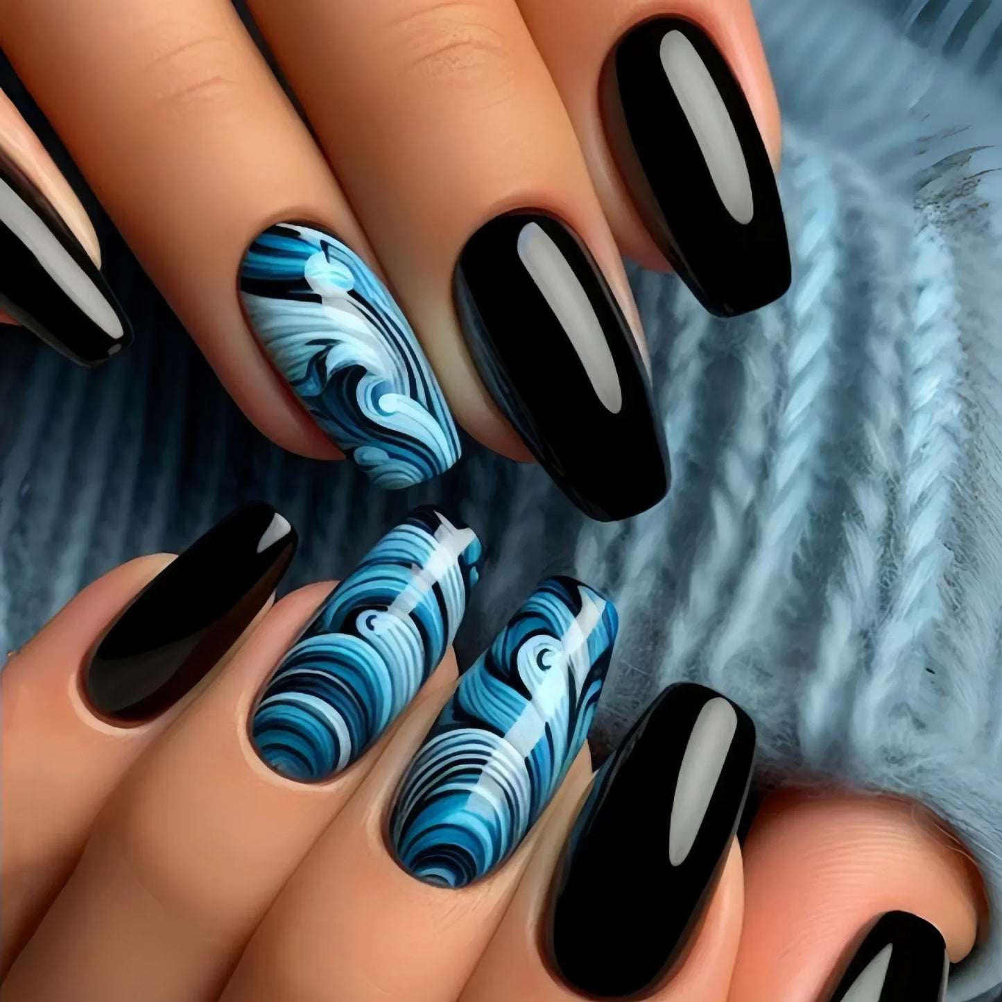 24Pcs Ladder-shaped Ballet False Nails with Glue Stripe Floral Nail Art Ombre French Press on Acrylic Nail Tips for Spice Girls