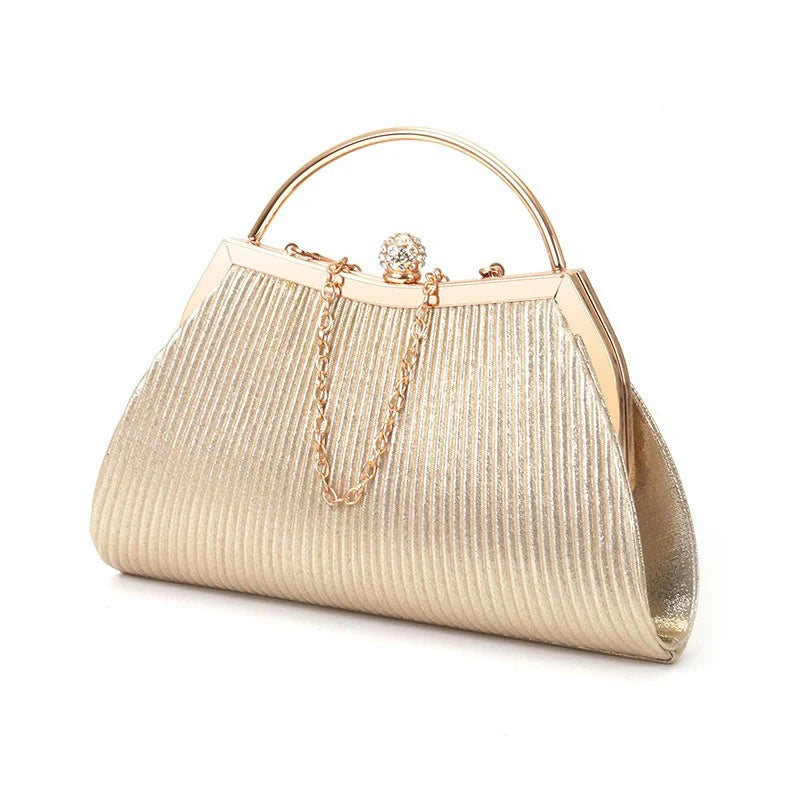 Ladies' Wedding Clutch Bag Cross-border Diamond-encrusted Dinner Bag Folded Metal Handbag Mini Bag