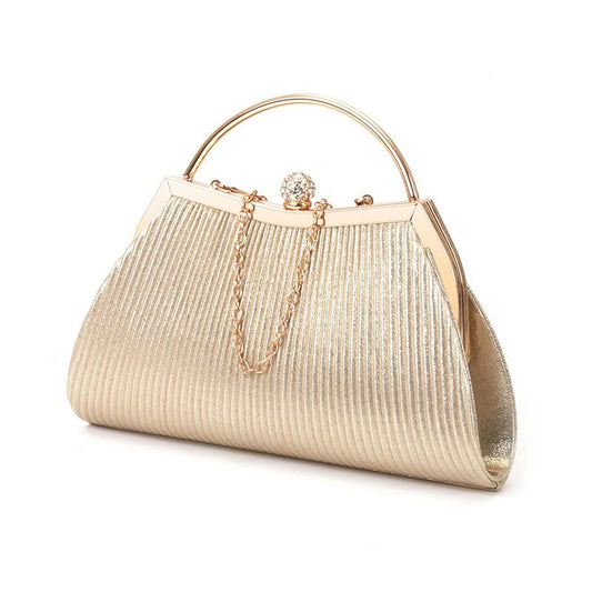 Ladies' Wedding Clutch Bag Cross-border Diamond-encrusted Dinner Bag Folded Metal Handbag Mini Bag