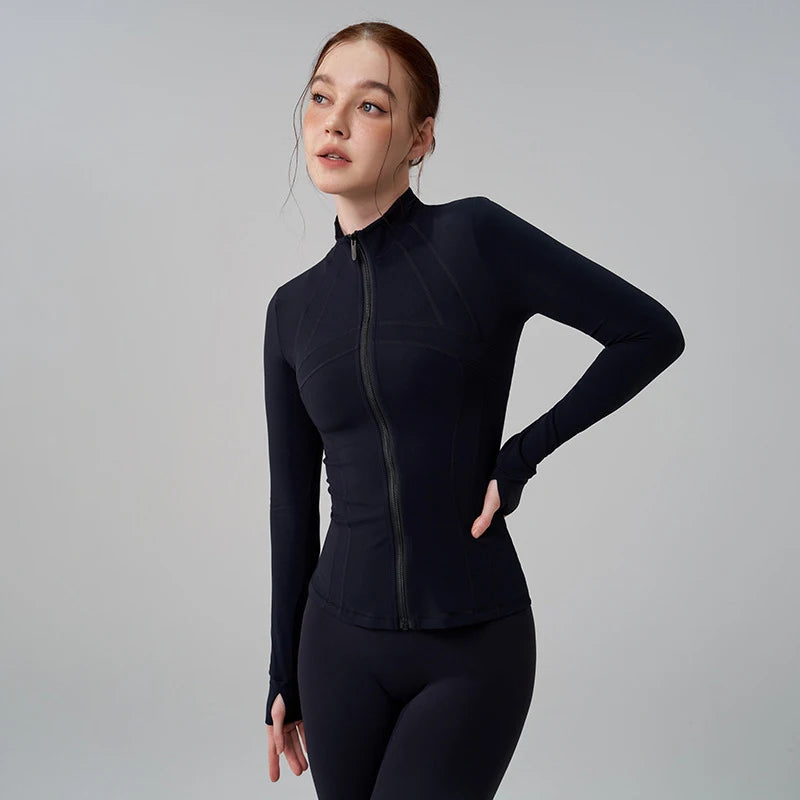High-Neck Zip Yoga Jacket – Breathable Fitness Coat