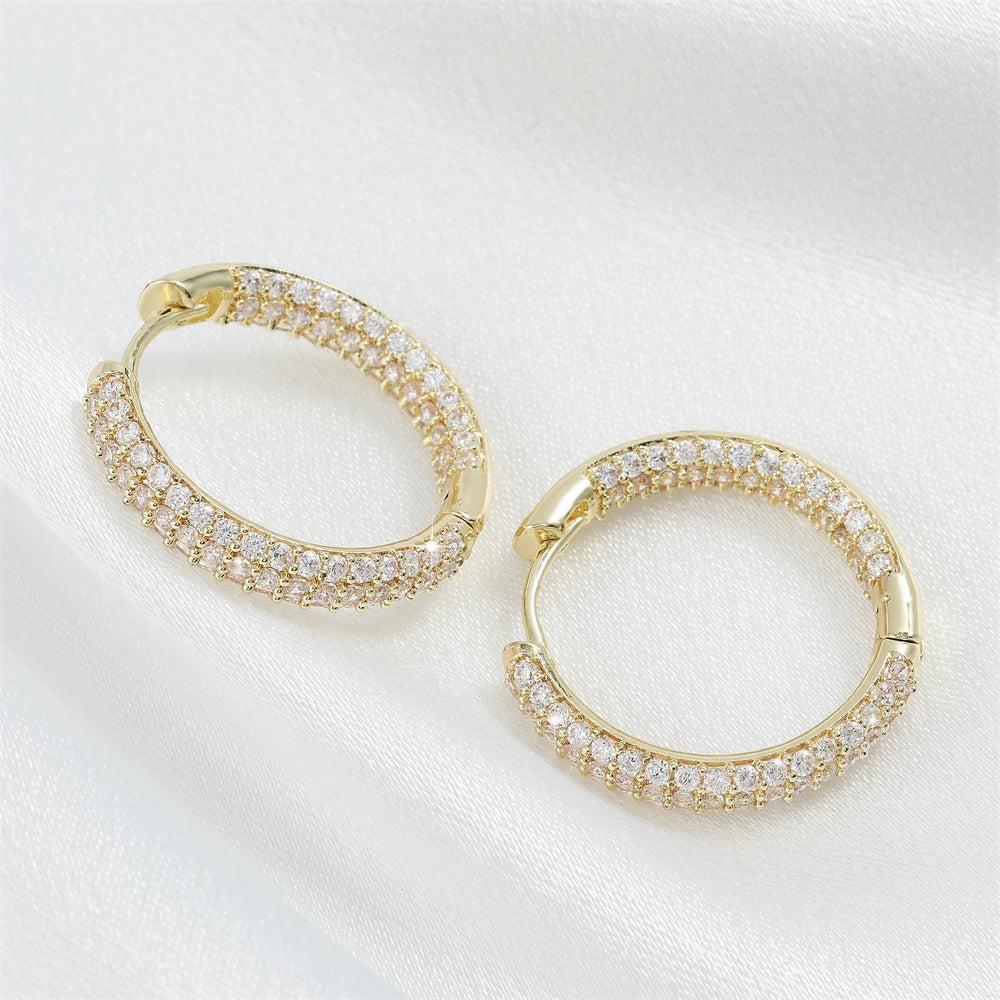 ZAKOL Luxury Shiny Micropaved Zirconia Hoop Earrings for Women Exquisite Wedding Party Jewelry Wholesale