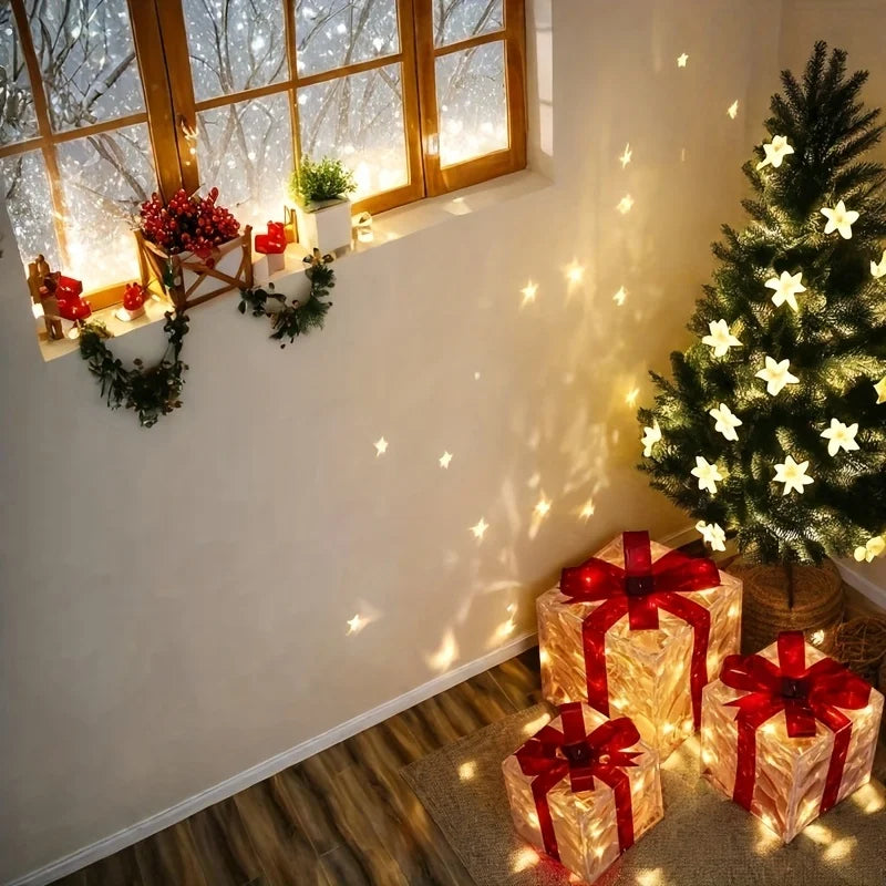 3Pcs Christmas Decorations - for Holiday Indoor Party Home, Christmas, Newyear,Party Events,Warm White Christmas Gift Box Lights