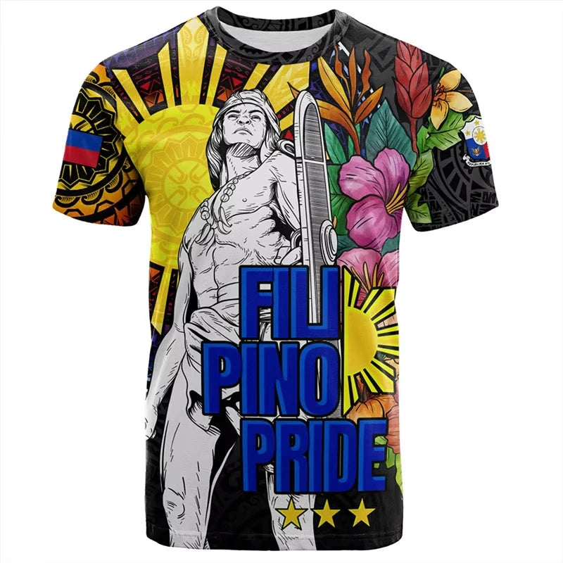2026 New 3D Printed Philippines Independence Day Pattern T Shirt Breathable Quick Dry Family Style for Kids Adults  Training