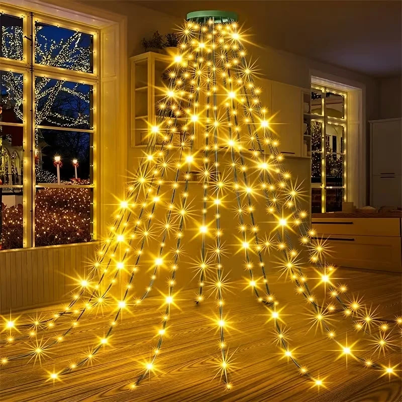 1PC 280/400LED Waterfall Fairy Light, USB Curtain Wreath Light, Christmas Gift, Black Friday, for Courtyard,Eaves,Christmas Tree