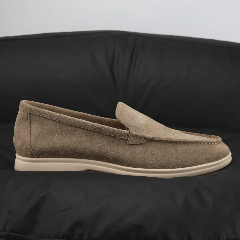 Men’s Suede Leather Loafers 2025 – Casual Slip-On Round Toe Flats