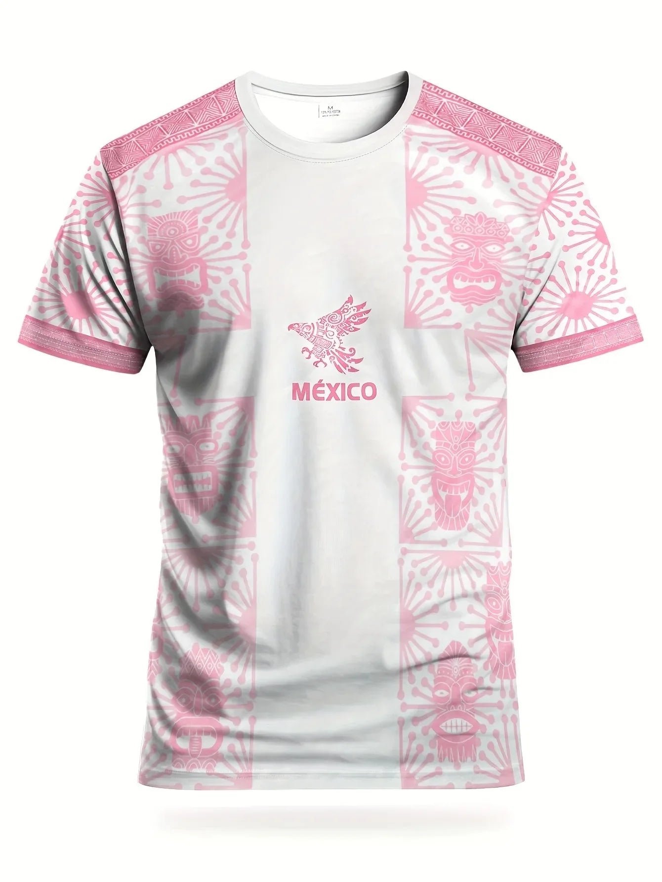 Soccer T Shirt with Mexico Aztec Eagle Pattern Family Style Adults Kids T Shirt Fashion Casual Apparel for Summer Outdoor Sports