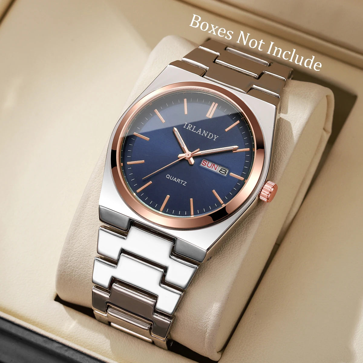 ساعات رجالية فاخرة للأعمال بسوار كوارتز وتقويم ساعة يد رجالية ساعة كوارتز رجالية (بدون علبة)