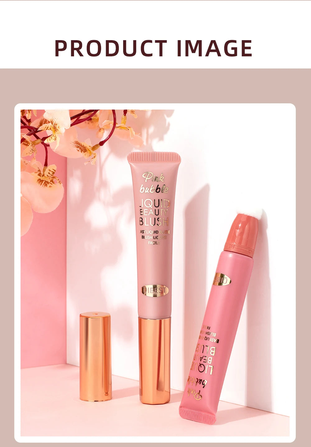 QIBEST Liquid Contour With Cushion Applicator Highlight Shimmer Natural Soft Moisturizing Cream Liquid Blush For Cheek Cosmetics