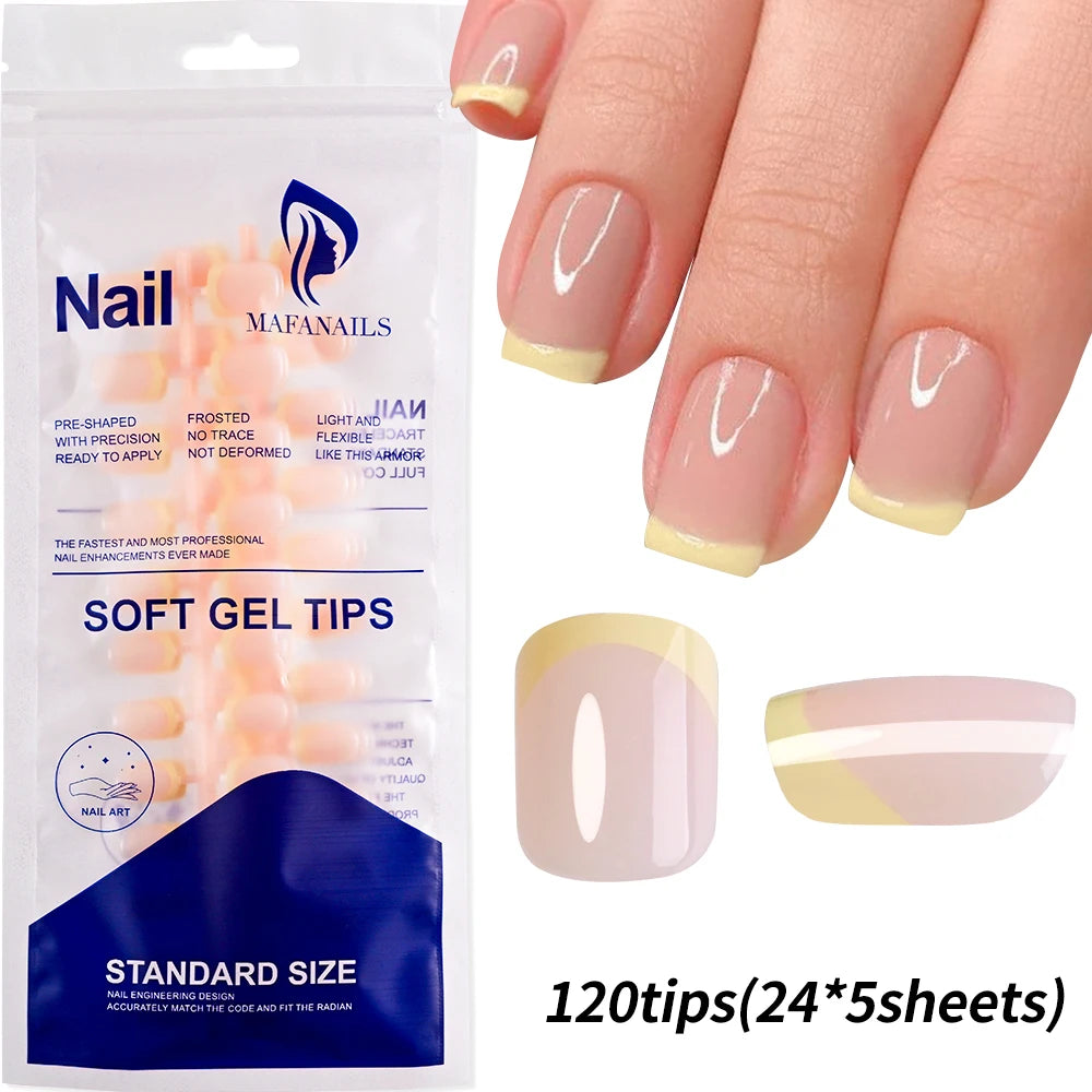 120Pcs Medium French Almond Press On Nails أظافر لاصقة فرنسية لوزية متوسطة – 120 قطعة