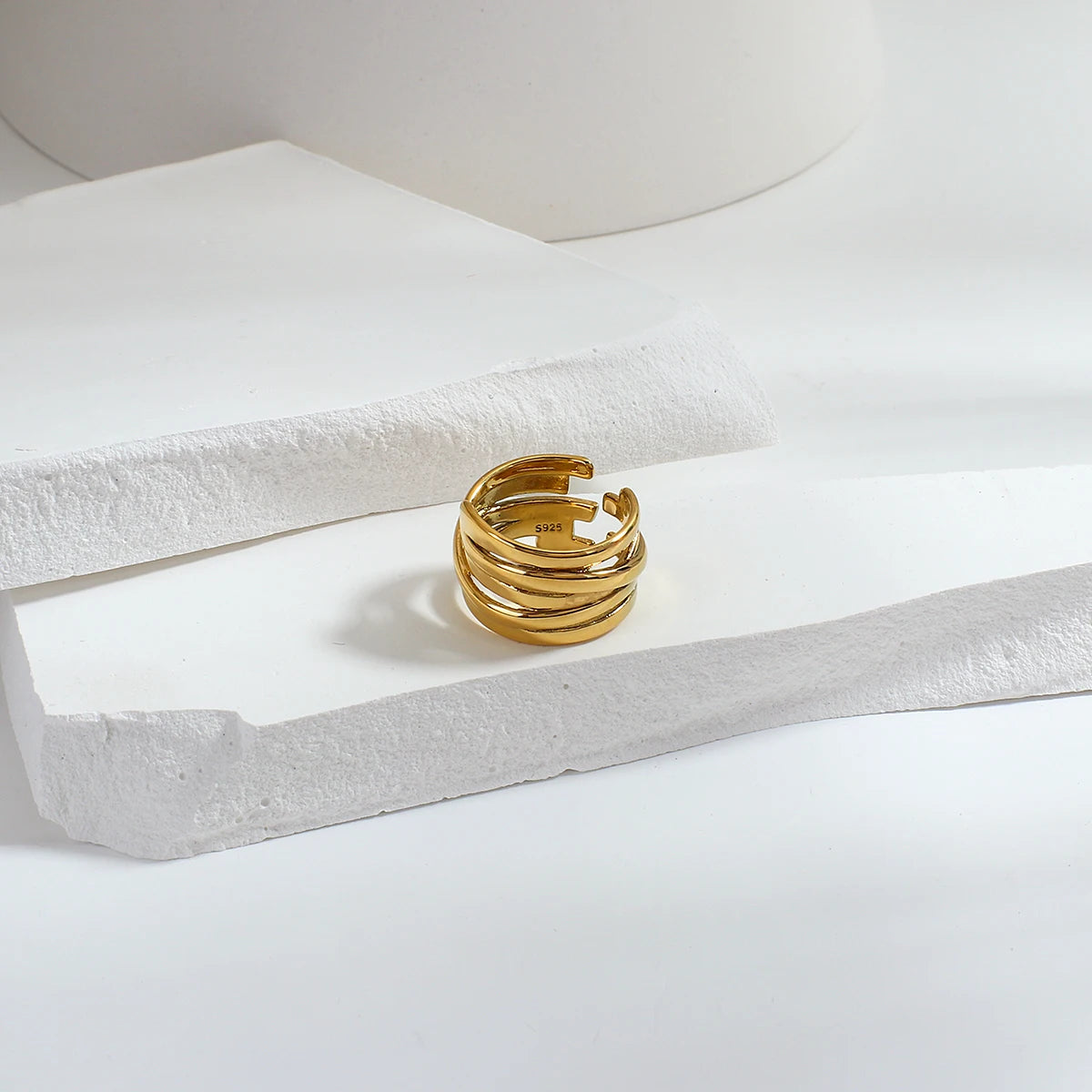Flashbuy Hot Thick Chunky Geometric Open Ring Twisted Link Gold Color Stylish Rings Women Male Hip Hop Fashion Jewelry Bague