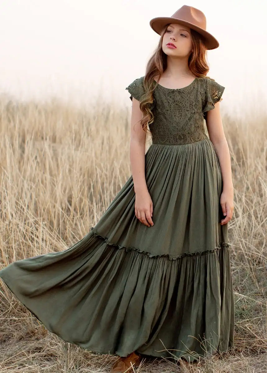 3-14 years Girls Lace Bohemia Long Dresses