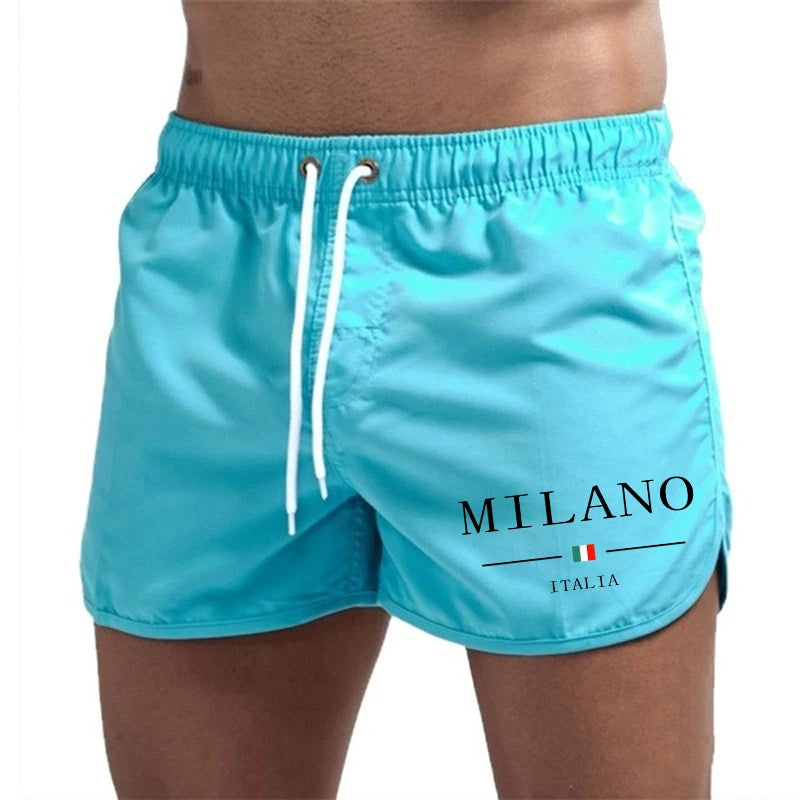 2025 Summer Men's Beach Shorts Urban Print Beach Trunks Jogging Casual Pants Quick Drying Swimming Homme Surf Lightweight Shorts