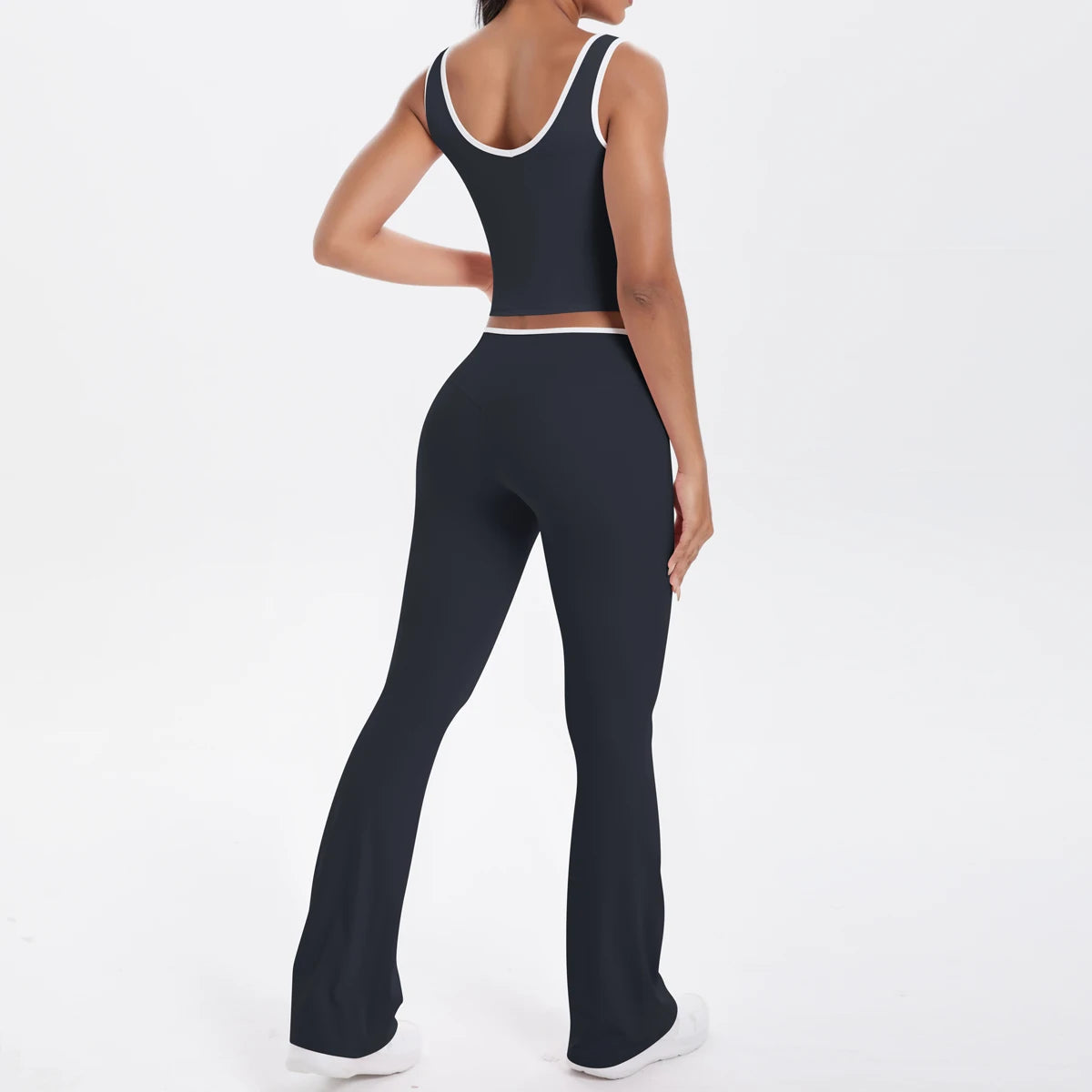 Autumn Women's Yoga Set U-neck Vest High Waist Cross Wide Leg Pants Set Tight Fitting Seamless Elastic Sportswear