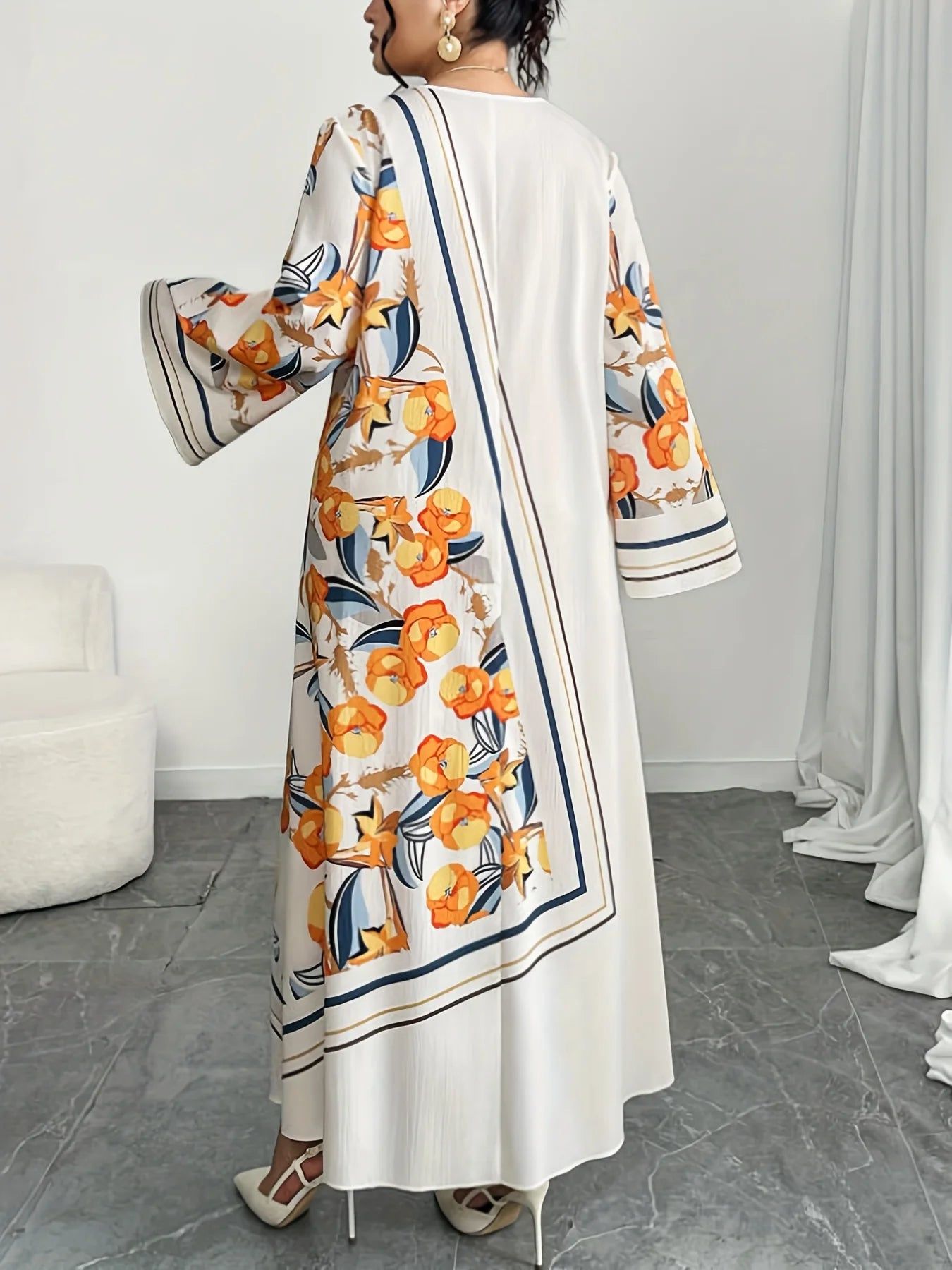 New Arrival – Spring Middle Eastern Elegant Robe Dress – V-Neck