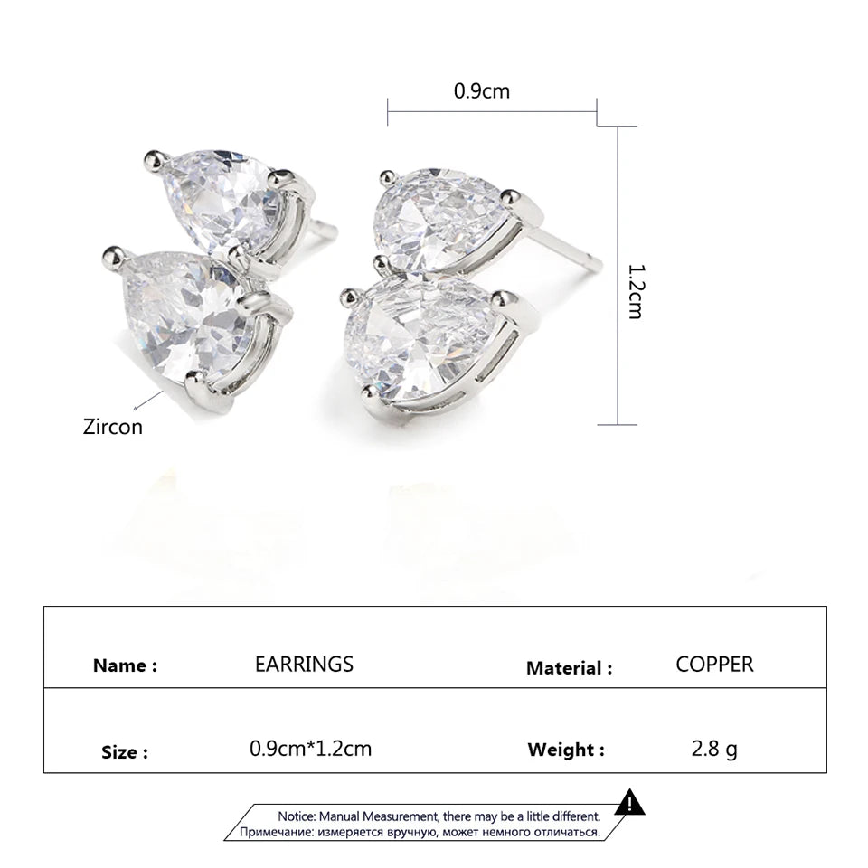 ZAKOL Cute Waterdrop-shaped Zircon Inlaid Stud Earring Sparkling Crystal CZ Silver Color Copper Jewelry Birthday Gift for Women