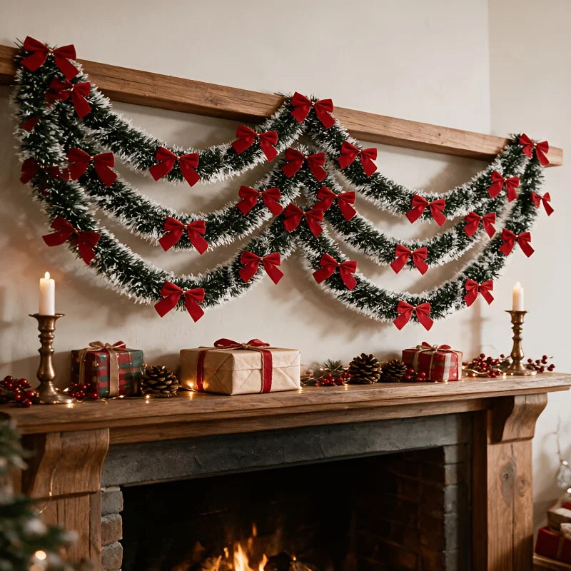 78.7-inch Artificial Cedar Branch Christmas Vine,Suitable for Front Doors, Porches, Mantels, Stair Railings,Christmas Home Decor