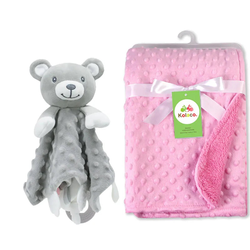 Newborn Baby Blanket with Name Custom Stroller Sleeping Dolls Animal Security Towel Gift Set for Baby Shower Gifts