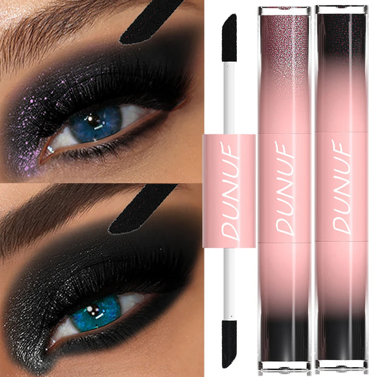 Double-head Punk Metallic Liquid Eyeshadow Stick Dark Glitter Matte Sequins Bicolor Shimmer Eyes Makeup Cream Pencil Waterproof