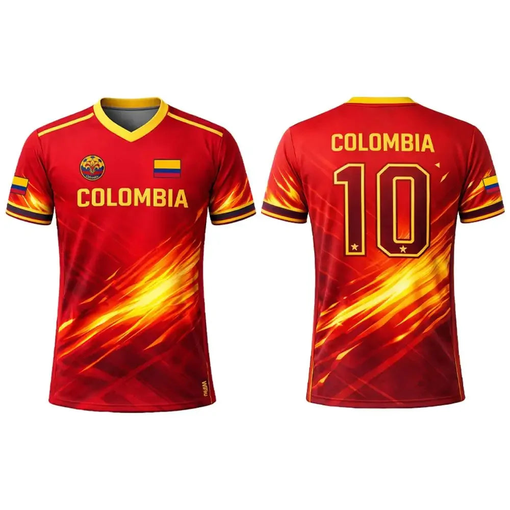 Mens Summer Sports T Shirt Colombia Flag Series 3D Print Quick Dry Breathable Short Sleeve for Football Training