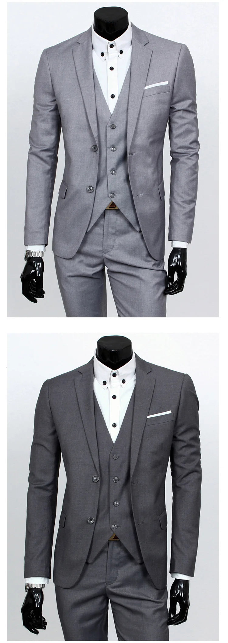 Spring Autumn New Fashion Men's Trendy Slim Business Solid Color 3 Pieces of Suits Sets Single Greasted Blazers Waistcoat Pants