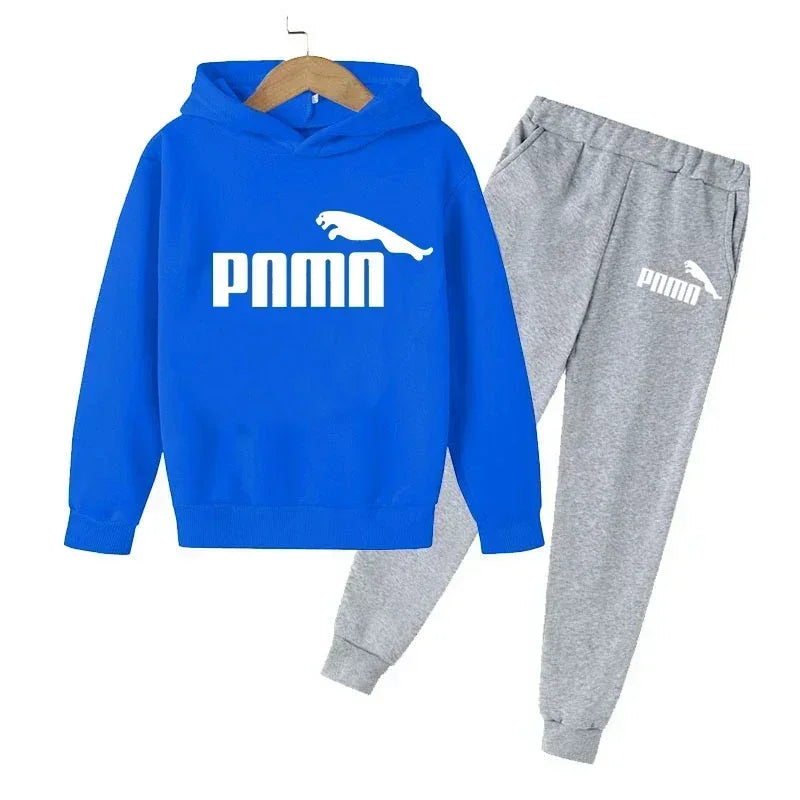 Kids Autumn Spring Trend Letter Print 2pcs Hoodie+Pants Tracksuits 2-13 Years Boys Girls Casual Outfits Children Clothes Sets