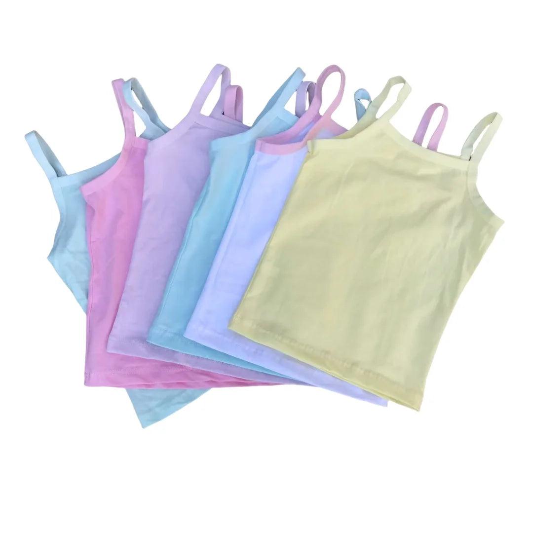 3pcs/Lot Kids Solid Color Singlet Breathable Underwear Gir Cotton Undershirts Soft Tank Tops for Baby Girl Size 2-8T