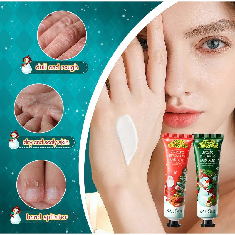 Hand Cream + Lip Balm Set Moisturizing And Non Greasy Reduce Finelines Gentle Care For Dryness Skin Christmas Gift Box