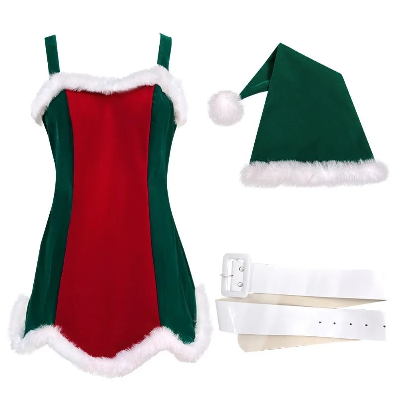 New Christmas Dress Christmas Party Stage Performance Costume Christmas Sexy Dress Green