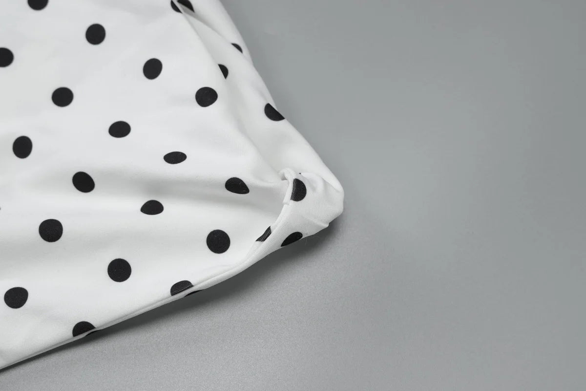 Summer Holiday Sexy Polka Dot Backless Asymmetrical Mini Dresses Strapless Lace-up Sleeveless Slim Fit Dress Vintage Party Dress