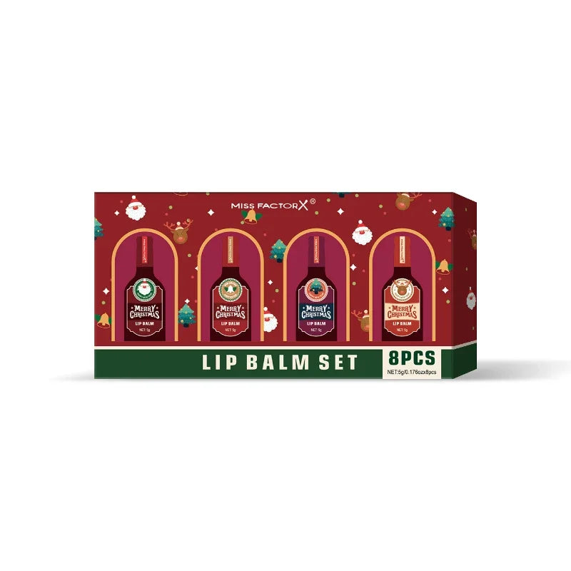 Christmas Lipstick Set Redwine Lip Balm 5gx8pcs Smoothing Lips Long Lasting Moisturizing, Light And Non Sticky Festival Gift