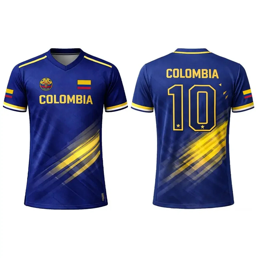 Mens Summer Sports T Shirt Colombia Flag Series 3D Print Quick Dry Breathable Short Sleeve for Football Training