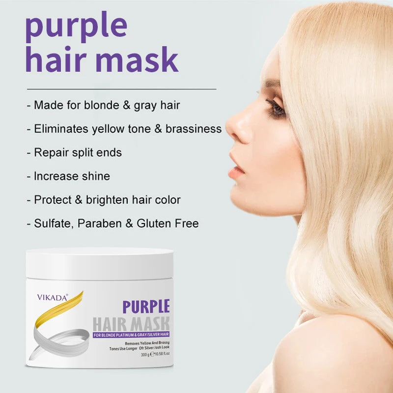 Gray Color Fixing Hair Mask Shampoo Cover Gray Hair Fade Yellow After Bleach Hair Shampoo Non-irritating Purple Shampoo Blonde