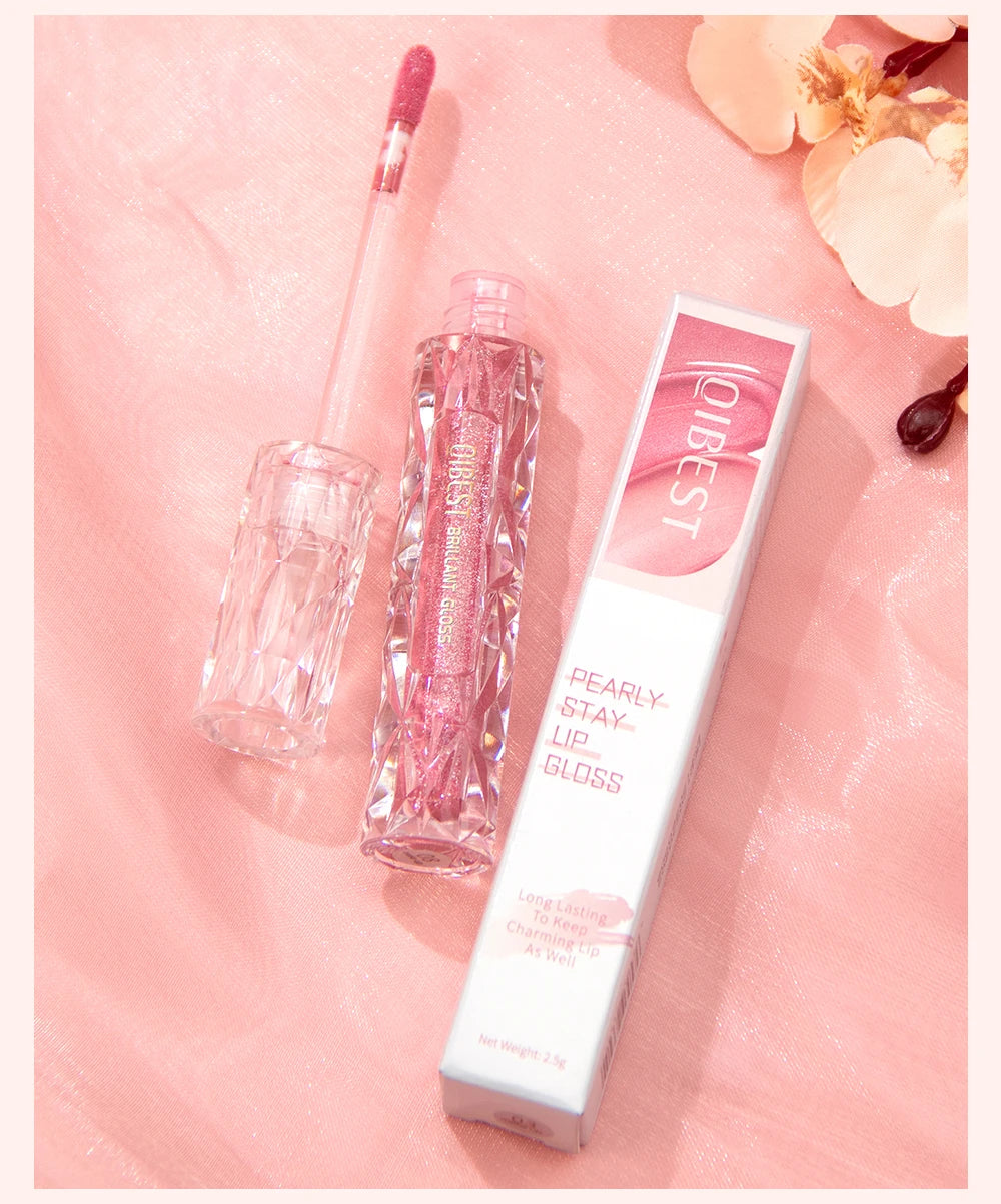 QIBEST Diamond Liquid Lipstick Moisturizing Long-Lasting Purple Sparkling Waterproof Lip Gloss Cosmetics Matte Glitter Lipstick