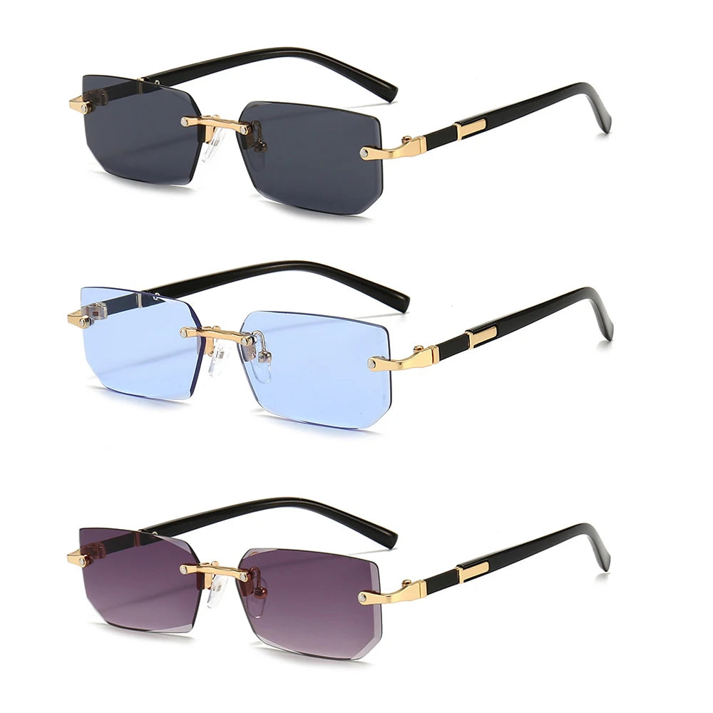 Rimless Rectangle Fashion Sunglasses نظارات شمسية مستطيلة بدون إطار