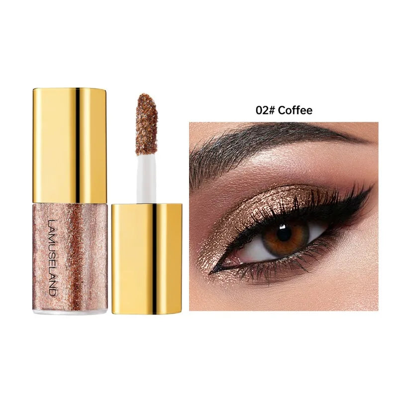 8 Colors Pearlescent Liquid Eyeshadow Fine Shimmer Highlight Glitter Eye Shadow High Shine Long-Lasting & Smudge-Proof Makeup