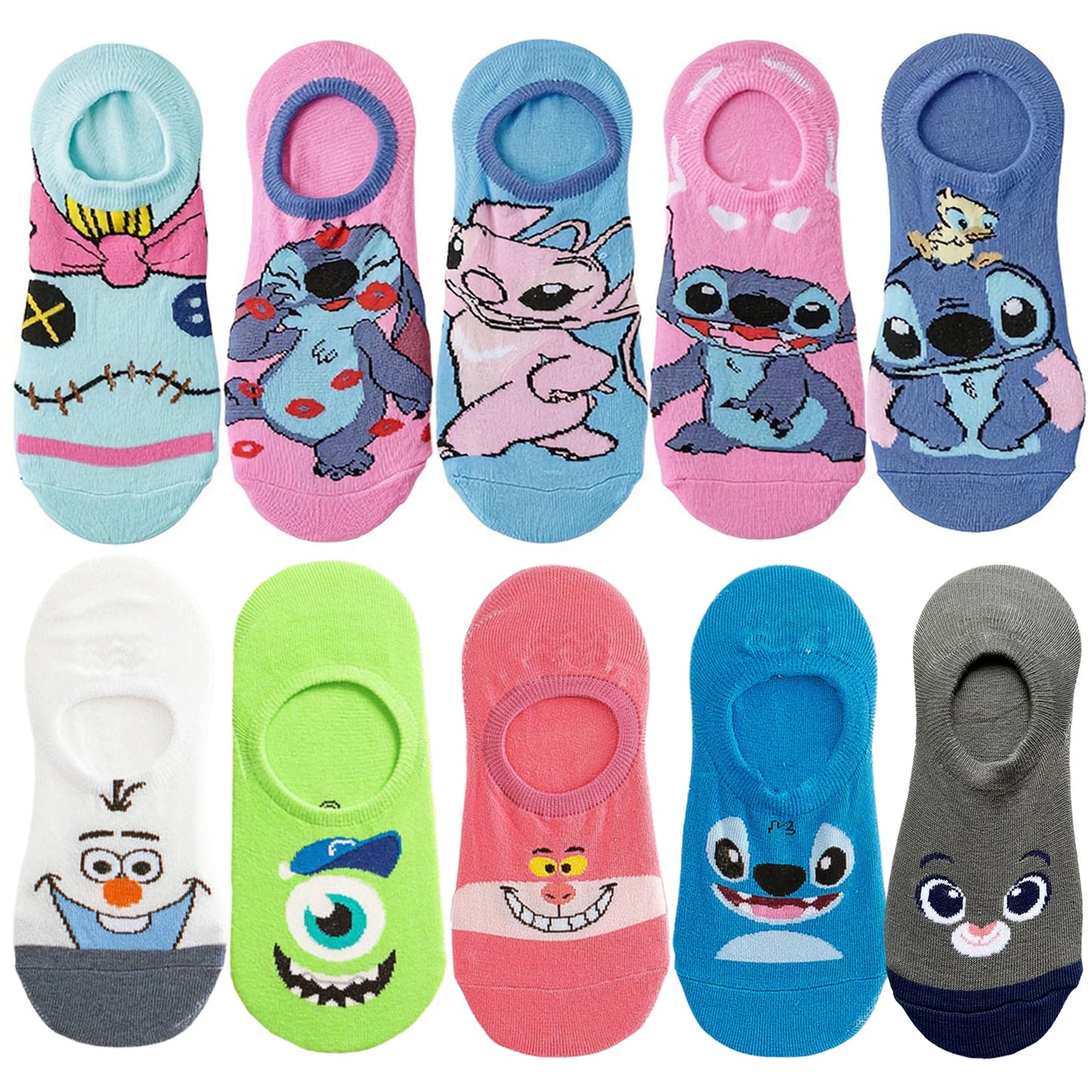 10Pairs Potdemiel Unisex Cartoon Anime Socks Men Women Hip Hop Street Style Funny Casual Short Boat Socks