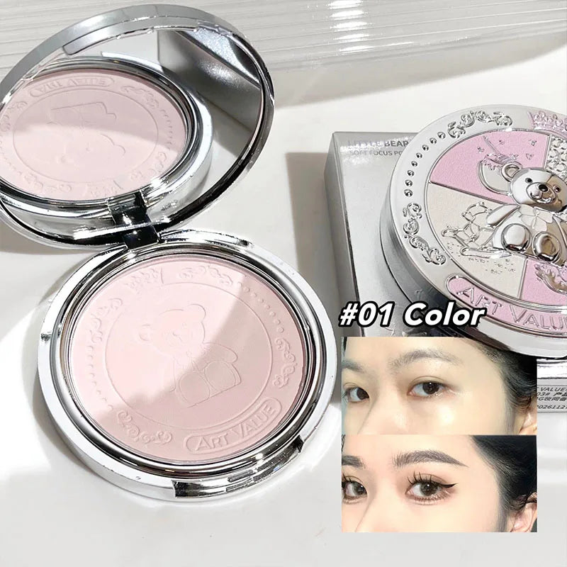 Art Value Bear Knight Soft Focus Pressed Powder Matte Natural Makeup Setting Makeup Brightening Makeup Loose Powder