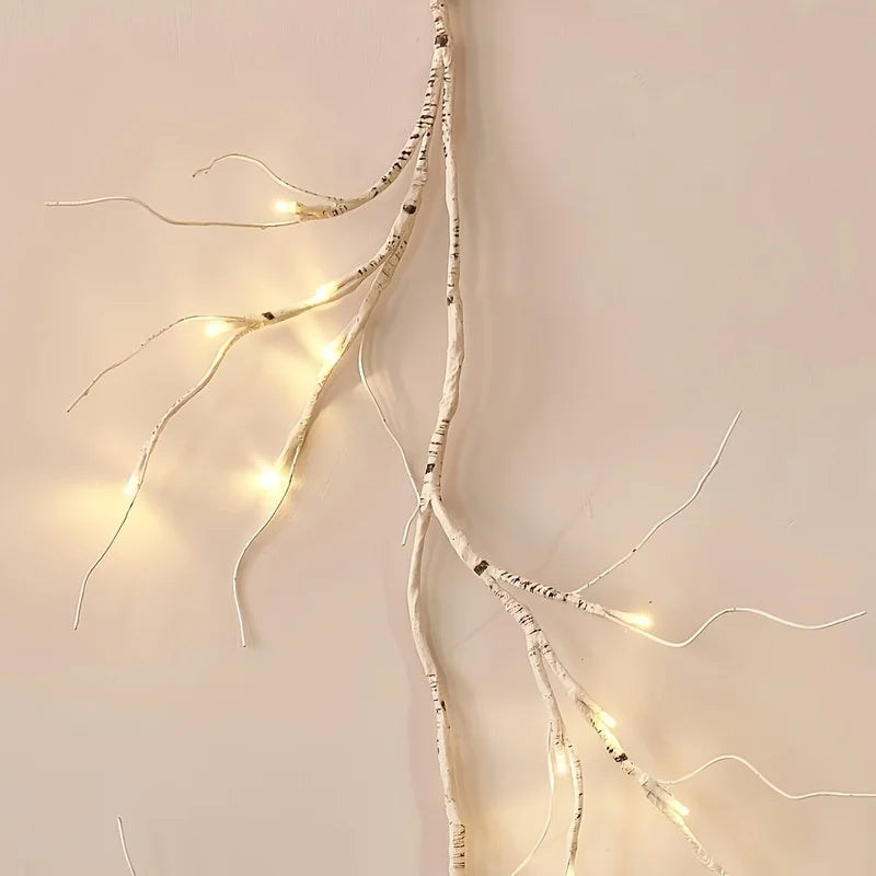 1pc LED Door 6FT Lighted Birch Garland, Pre-Lit Twig Vine Lights for Christmas Fireplace Mantle Table Decoration