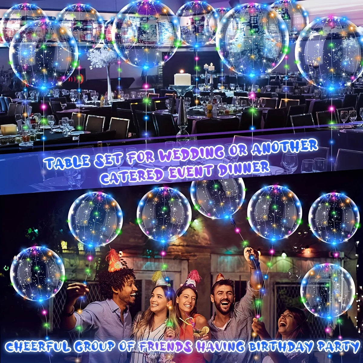 20pcs Set Bobo Balloons with LED Lights,20-Inch Transparent Bobo Balloons,for Parties,Weddings,Christmas,and Outdoor Decorations