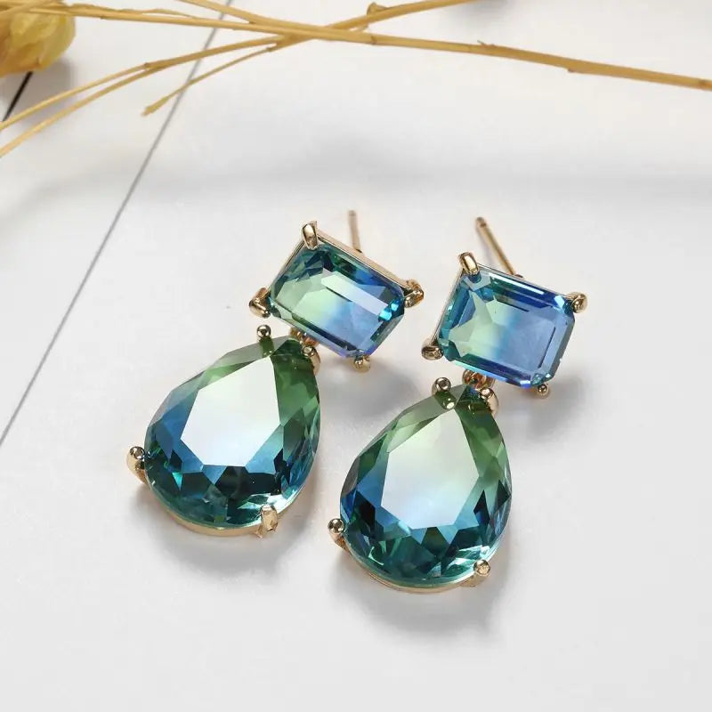 Trendy Cubic Zirconia Copper Drop Earrings For Women Girls Brown Crystal Pendant Earring Party Birthday Daily Jewelry