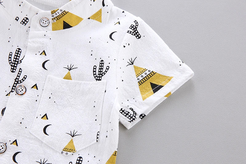 Baby Clothes Cool Pyramid Summer Short-sleeved Shirt Set