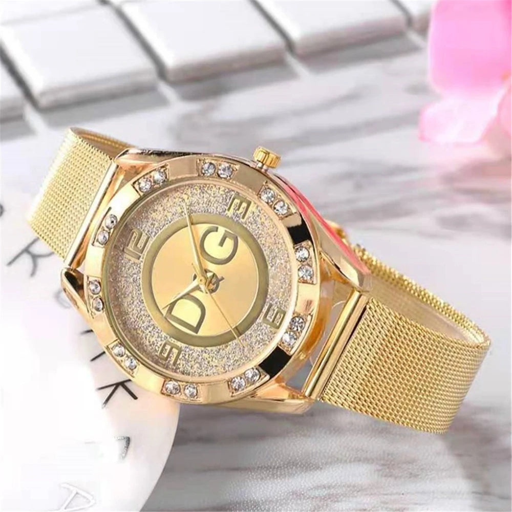 New Starry Sky Diamond Women’s Watch – Gold Mesh Strap