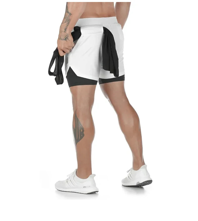 Men Running Shorts Camo Gym Sports Shorts 2 in 1 Quick Dry Workout Fitness Training Jogging Short Summer with Pocket Men Shorts